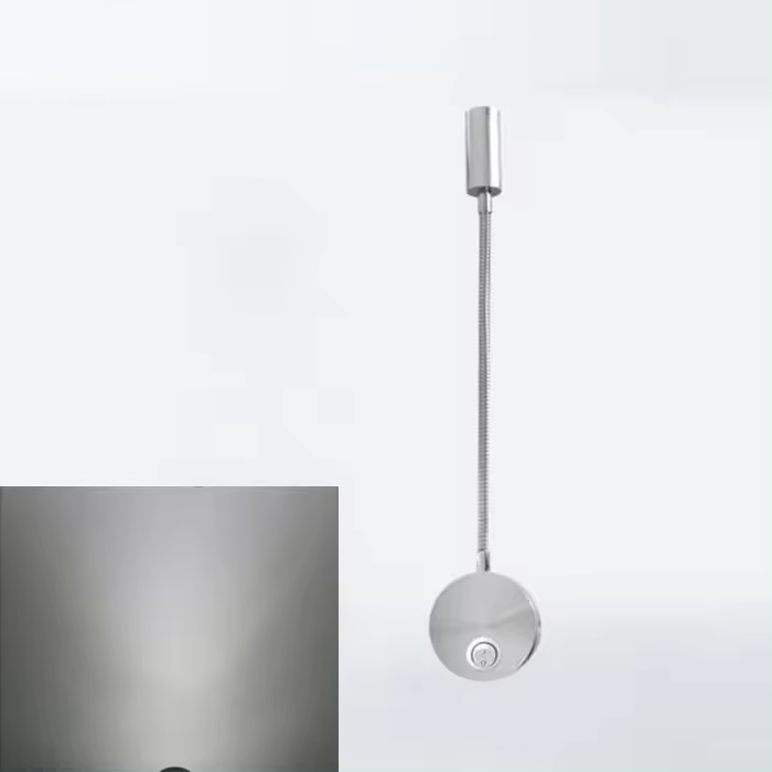 Luz Led de pared Flexible con cuello de cisne, candelabro moderno con cable, iluminación para dormitorio, luminaria de lectura, iluminación de aluminio, 3W - 1