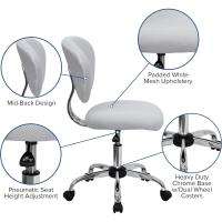 Silla de cromo, blanca, respaldo medio - details 1
