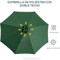 Parasol de Jardín con Manivela Ø295x250 cm Inclinable y Desmontable de Metal para Balcón Piscina Patio - details 7