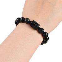 Obsidiana negra Natural de 10/12MM, amuleto de la suerte de Buda tallado, pulsera de hilo de cuentas redondas para mujeres y hombres, joyería para regalo de año próximo - details 3