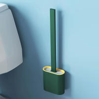 Cepillo de inodoro de silicona para el hogar, soporte de cepillo de limpieza resistente al desgaste, sin esquinas muertas para el baño - details 2