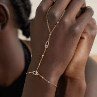 Pulsera geométrica hueca con espalda caliente, estilo ins, joyería de moda, pulsera de dedo ajustable con diamantes. - details 4