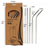 Pajita de acero inoxidable para beber, juego de pajitas de plata curvadas y rectas de 6mm, reutilizable, 2 paquetes de 5 unids/lote por paquete - details 3