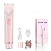 Afeitadora eléctrica 2 en 1 para mujer, brazo, piernas, axilas, cara, Bikini, pelos, afeitadora recargable de doble cabezal, recortadora de pelo corporal, uso en seco y húmedo - details 1
