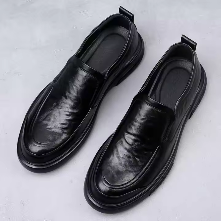 Nuevos zapatos informales de negocios de otoño, zapatos individuales de suela gruesa de cuero genuino de alta gama para hombres - 1