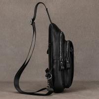 Bolso de pecho de cuero de vaca suave para hombres, paquete de pecho de cuero genuino, bandolera pequeña, bolso antirrobo, café - details 45