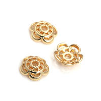 50 Uds. De cuentas redondas de latón de Color dorado de 18K, tapas de hojas de árbol y flores, suministros para hacer cuentas de joyería, accesorios Diy - details 58