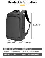 Mochila para ordenador portátil de 16,5 pulgadas, cubierta de PU de calidad, color negro y gris, para viaje de negocios - details 5