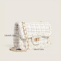 Bolso cruzado de Tweed para mujer, cadena de moda de hombro con bandolera, monedero de lujo con volantes - details 2