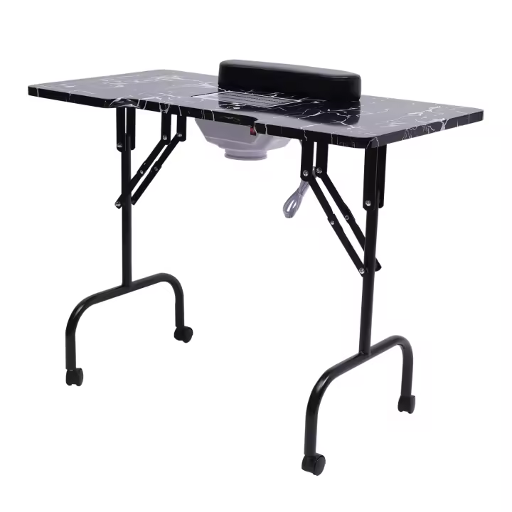 Mesa de uñas para manicura, estación de uñas, banco de trabajo con extracción de polvo, plegable, manicura - 1