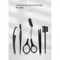 Juego de 5 herramientas para recortar las cejas, cepillo, peineta, tijeras, pinza, recortadora, afeitadora de cejas - details 0