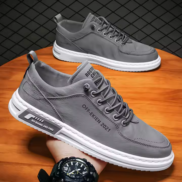 Zapatos Casuales de Lona Transpirables para Hombres Versátiles y de Moda con Cordones de Silk de Hielo - 1