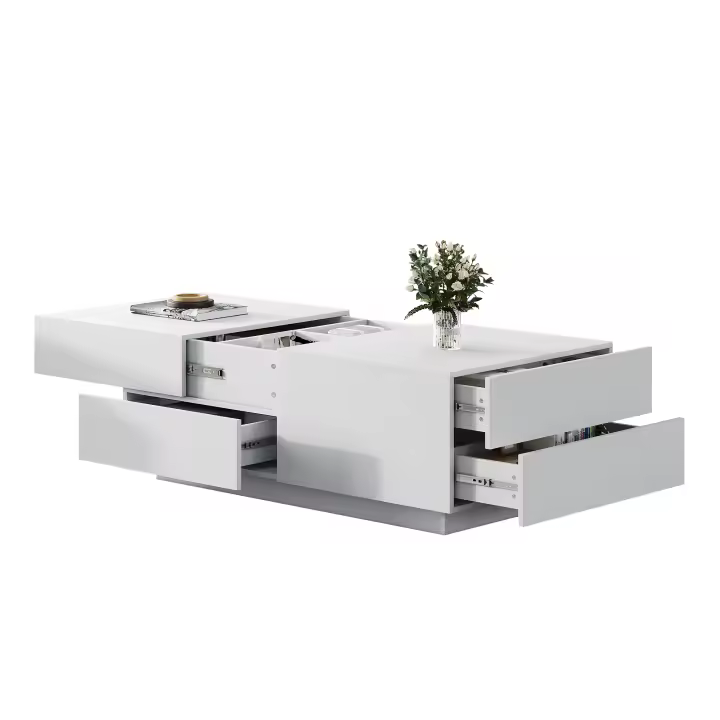 Mesa de Café Contemporánea con Almacenamiento Marco de Metal y Madera Perfecta para Sala de Estar - 1