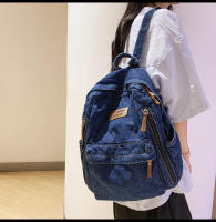 Nueva moda simple tendencia mochila de gran capacidad bolsa de mezclilla duradera universidad escuela secundaria junior escuela secundaria bolsa de estudiante - details 23