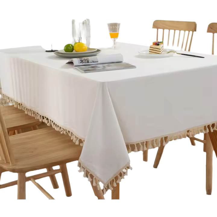Mantel con borlas, tela de algodón lavable para decoración de banquete, comedor, fiesta de boda, cubierta de mesa uriou - 1