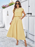 Conjunto de falda y top sin mangas de color sólido, elegante e informal para mujer, primavera verano - details 13