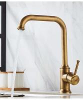 ELLEN grifo de bronce antiguo mezclador de agua fría y caliente grúa montada en cubierta grifo de fregadero de cocina de un solo orificio rotación 360 EL908 - details 8