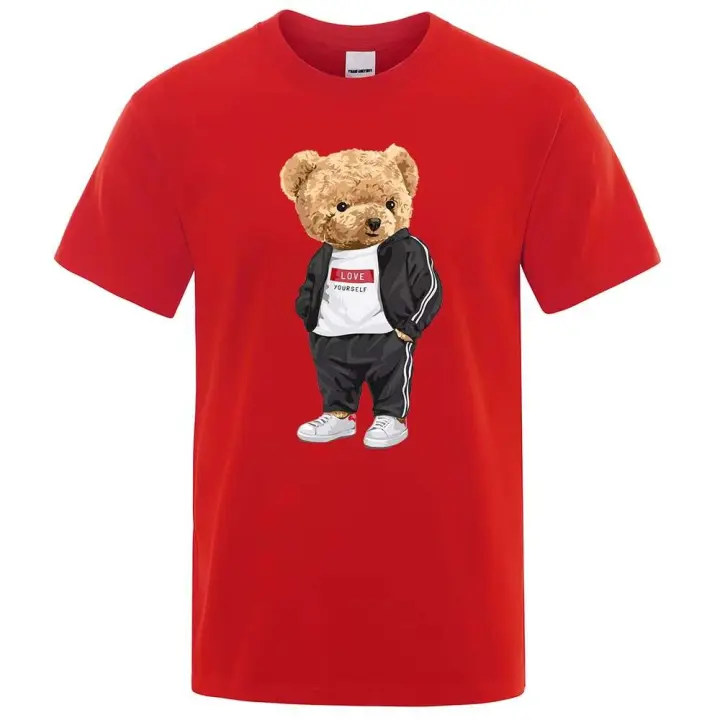 Camiseta deportiva Bear, ropa informal de algodón transpirable para hombre - 1