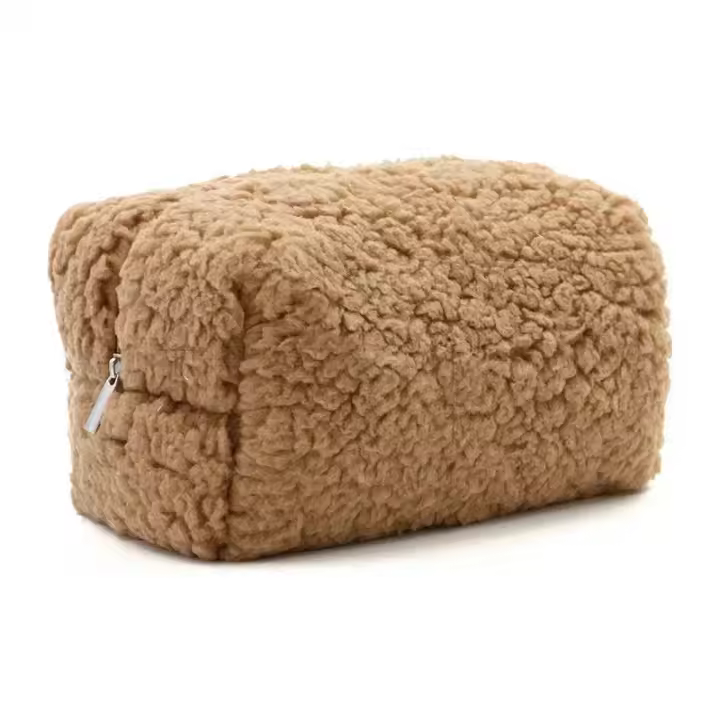 Bolsa de cosméticos pequeña de lana de cordero, bolsa organizadora de maquillaje de felpa bonita, estuche de lápices Kawaii, monedero de viaje, almacenamiento para el hogar - 1