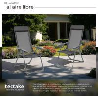 Conjunto Sillas Jardín Exterior de Aluminio, Respaldo Regulable y Reposacabezas, Conjunto Sillas Terraza Resistentes a Intemperie, Transpirable, Patas Reforzadas - 4 Sillas Gris - details 13