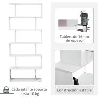 Estanteria Libreria 6 Estantes Madera Forma S 80x24x191 cm Estantes Color Blanco - details 5