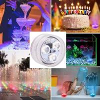 3 luces nocturnas RGB subacuáticas con control remoto LED, batería para pecera, piscina, luces de boda - details 7
