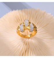 Anillo Hueco de Diamante de Agua de lujo para Mujeres, anillo de Maple de Titanium, forma de engrane de personalidad, Anillo, accesorios de joyería punk - details 8
