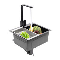 Fregadero de cocina integrado de acero inoxidable 304, juego de residuos, grifo de cocina, 38x28x19cm/15x11x7, 48 pulgadas - details 6