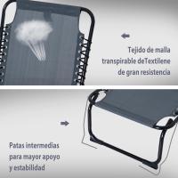 Silla Reclinable de Jardín con Sistema de Cordones para Exterior Marco Acero 197x58x30 cm Crema - details 14