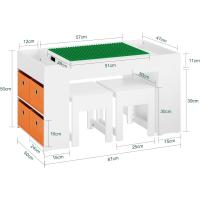 Juego de mesa infantil y 2 sillas de madera, organizador de juguetes multifuncional con 8 cestas y 1 compartimento, 87 x 50 x 50 cm - details 3