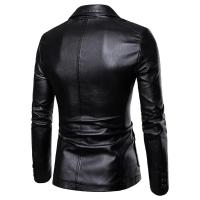 Chaqueta de Cuero PU Delgada para Hombres 2025 Estilo Casual con Mangas Largas y Abotonaduras - details 5