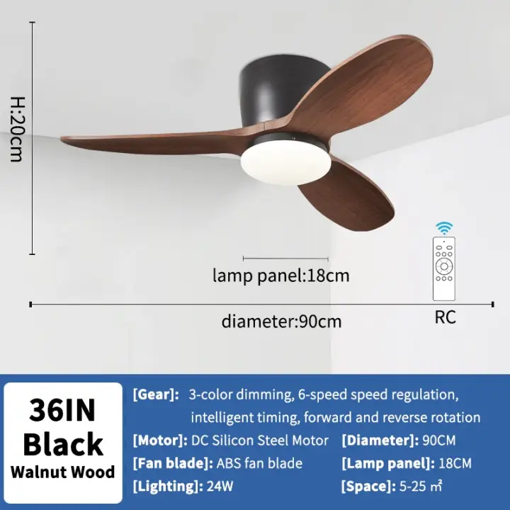 Ventilador de techo moderno blanco cremoso de 90cm con Control remoto, silencioso, sala de estar, dormitorio, comedor, lámpara colgante de iluminación - 1