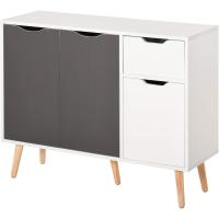 Aparador para Salón con 3 Puertas y Cajón Mueble Auxiliar para Salón Cocina Dormitorio 90x30x72 cm Blanco y Natural - details 9