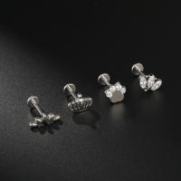 Pendientes pequeños de titanio G23 para hombre y mujer, Piercing de Circonia cúbica, joyería con forma de corona de titanio, 1,2x8mm, 1 unidad - details 2