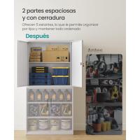 Armario de Garaje de 5 Estantes con 4 Puertas, Armario de Oficina, 40 x 80 x 180 cm, 2 Cerraduras, Estantes Ajustables, Gabinete de Metal, Gris Mate OMC016G01 - details 3