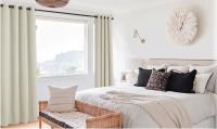 Cortinas opacas de 2 piezas para sala de estar, cortinas aislantes del frío y el calor para dormitorio con pestañas gris claro - details 2