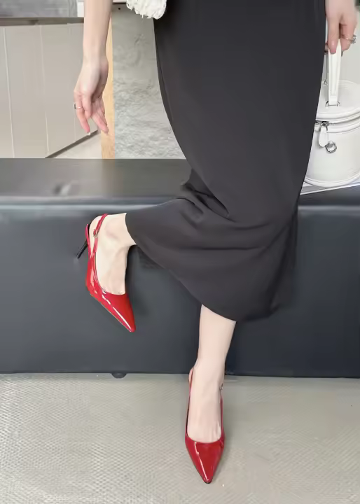 Nuevo tacón fino puntiagudo temperamento de tacón alto moda francesa fina sexy hermosa bolsa sandalias de cabeza zapatos de mujer - 1