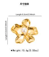 Elegante broche floral de acero inoxidable con temperamento exagerado y accesorios de perlas - details 1