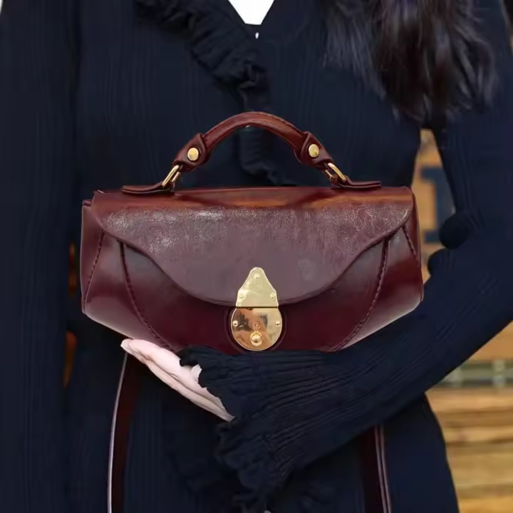 Bolso Cruzado Retro Elegante Tonos Oro y Marrón Perfecto para Commutar, Comprar y Uso Diario - 1