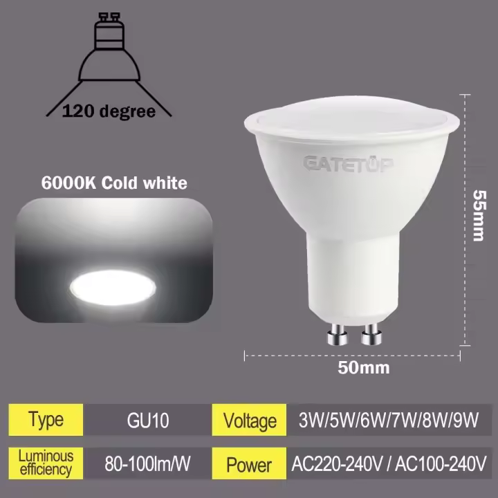 Bombillas LED de 5W a 9W Destacadas sin Oscilación Reemplazo de Bombilla Halógena de 50W - 1