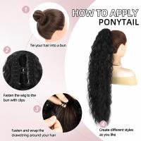 Peluca con cola de caballo con pinza para permanente de maíz, extensión de cola de caballo ombré, cola de caballo rizada y ondulada larga, Clip con cordón en cola de caballo, peluca para fiesta - details 8
