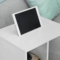 Mesa Auxiliar con 2 Estantes Consola Mesita de Noche con Ruedas Mesa Blanca Mesita 70 x 35 x 60 cm FBT34-W ES - details 15