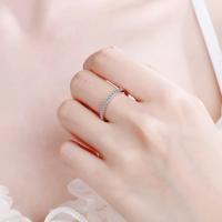 Anillo de Plata Esterlina S925 Plato de Oro Blanco 18k Anillo de Compromiso de Boda 1,5mm Color D - details 4
