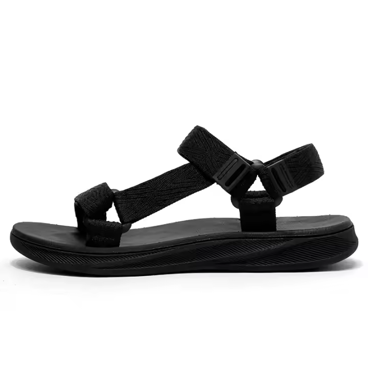 Sandalias negras transpirables informales de verano para hombre, chanclas antideslizantes, zapatillas de playa al aire libre de alta calidad, zapatos de agua - 1