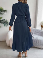Vestidos largos de verano para mujer, ropa elegante plisada de manga larga con cordones, estilo bohemio, con dobladillo y volantes - details 30