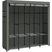 Armario Plegable de Tela 4 Barras, 4 Bolsillos Laterales, Almacenamiento, Negro RYG094B02 - details 33