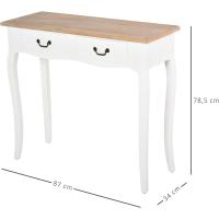 Mesa de Consola Retro Diseñada Mesa Auxiliar con 2 Cajones para Sala de Estar Dormitorio Blanco - details 2