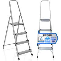 Escalera Plegable de Aluminio 4 Peldaños Soporte Reforzado para Maxima Estabilidad (200 kg) - details 0