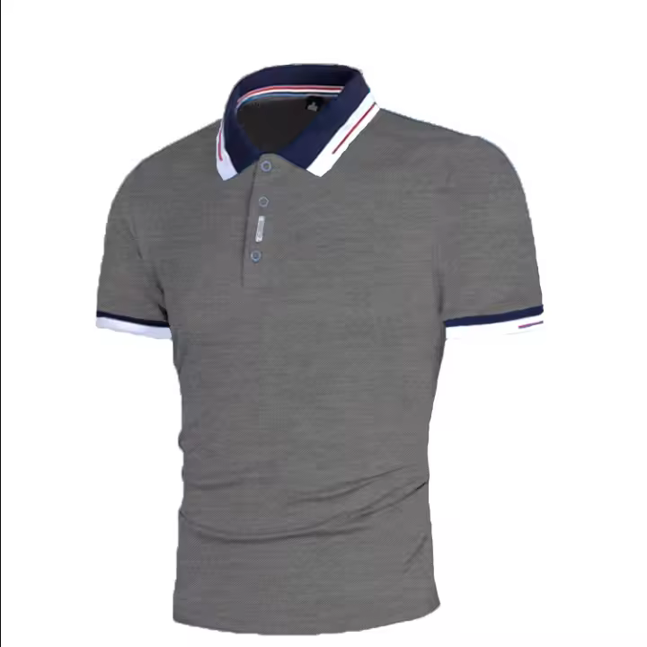 Nueva camiseta de verano con contraste de color patchwork, POLO de manga corta de moda deportiva juvenil para hombre - 1