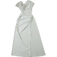Vestido Largo y Elegante con Cintura de Moda Callejera Manga Corta, Cuello Diagonal Ruched, Sin Cintura, Abrigos de Hueco para Mujeres - details 4